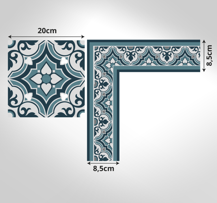 Cyan and blue classic flowers tile carpet - TenStickers