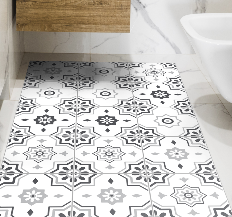 Elegant grey patterns kitchen vinyl rug - TenStickers