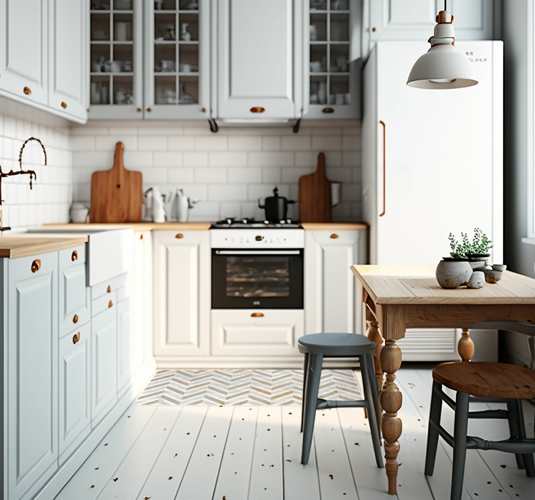 Stylish chevron kitchen vinyl rug - TenStickers