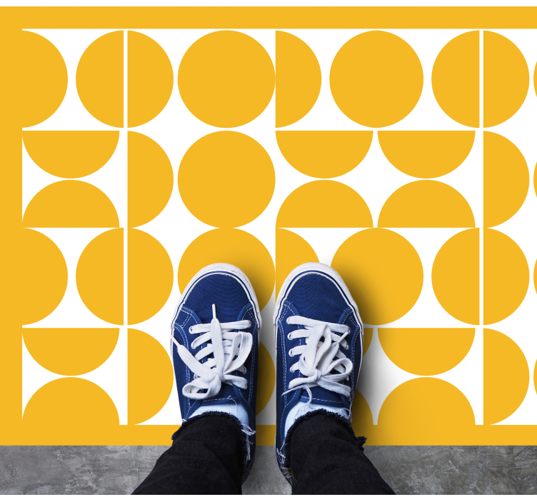 Yellow Half Circles geometric rugs - TenStickers
