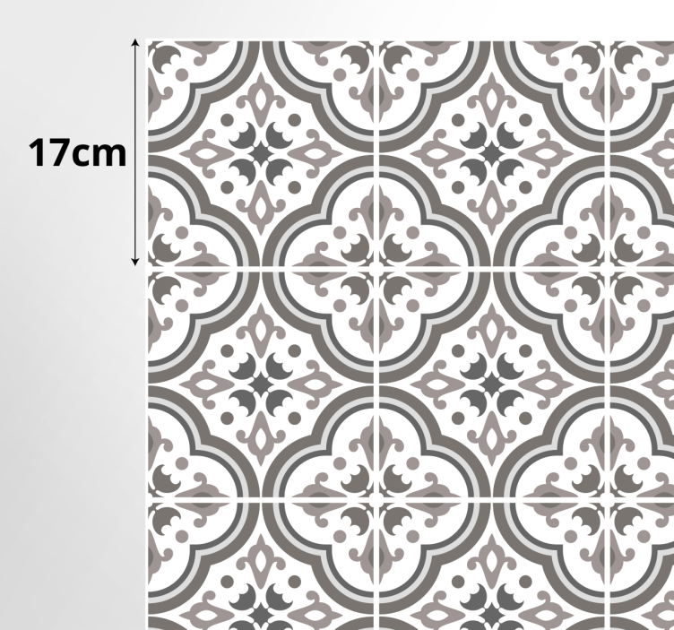 grey tiles and flowers tile carpet - TenStickers