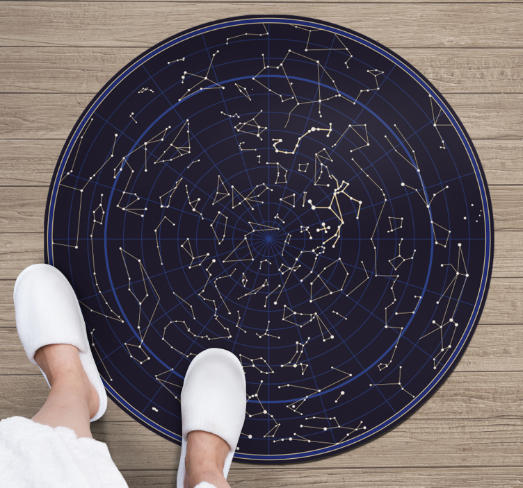 Constellation Circular world map vinyl rug - TenStickers