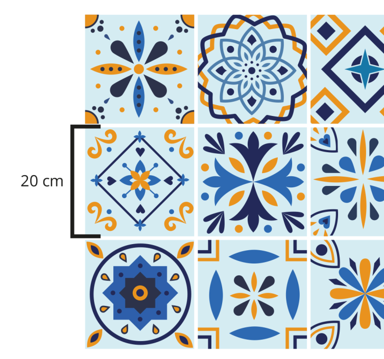 Traditional tile motif kitchen vinyl rug - TenStickers