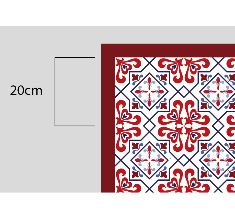 Red floral motif kitchen vinyl rug - TenStickers