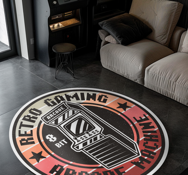 Retro Arcade Gaming Circle teen vinyl rug - TenStickers