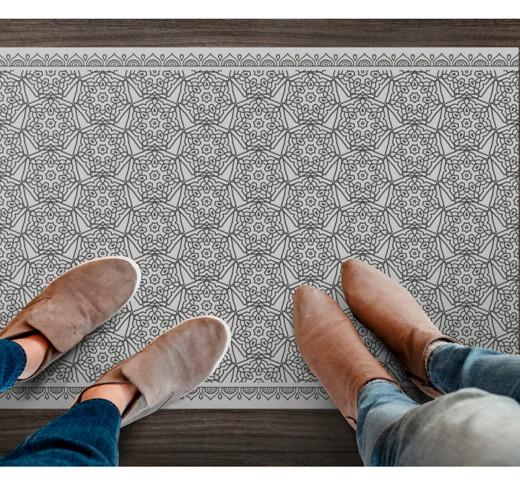 Abstract arabic tile style  geometric vinyl rug - TenStickers