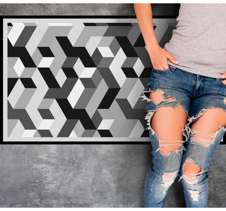 Grey 3D pattern geometric vinyl rug - TenStickers