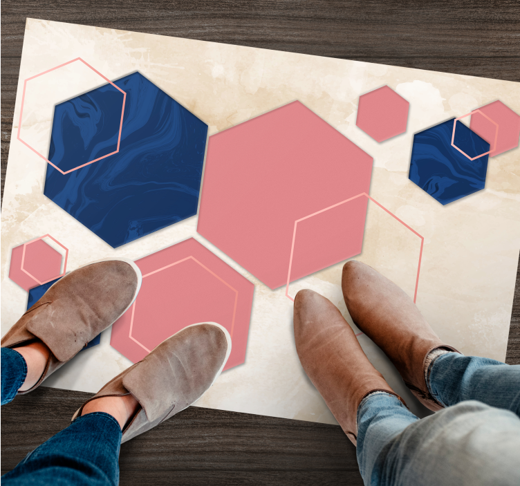 Abstract Hexagons geometric rug - TenStickers