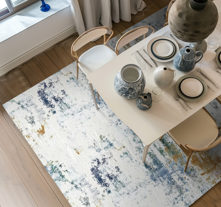 abstract textured design dining room rug - TenStickers