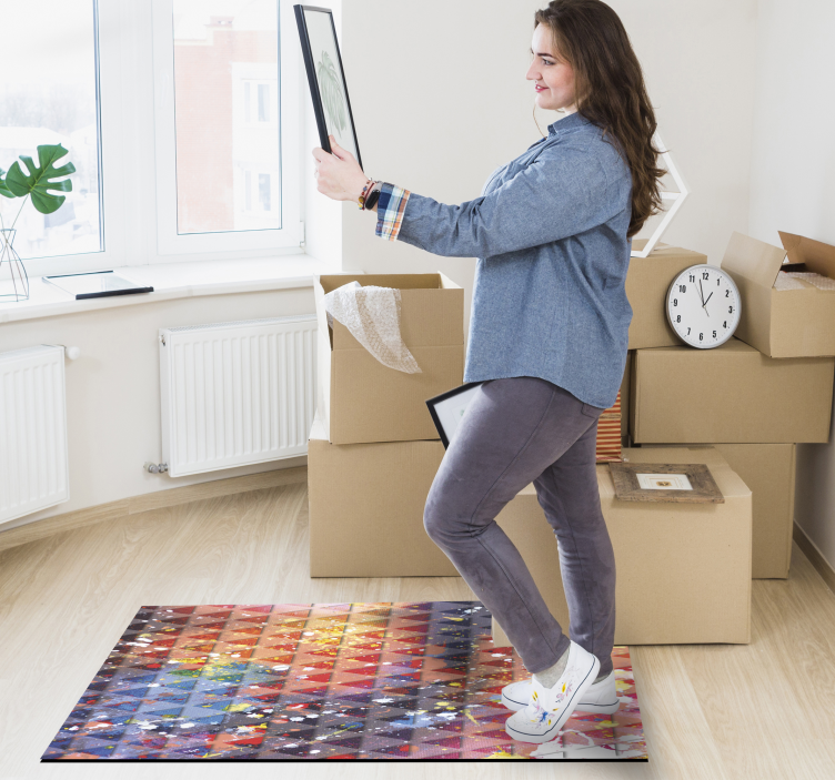 Abstract Triangular Mosaic geometric vinyl rug - TenStickers