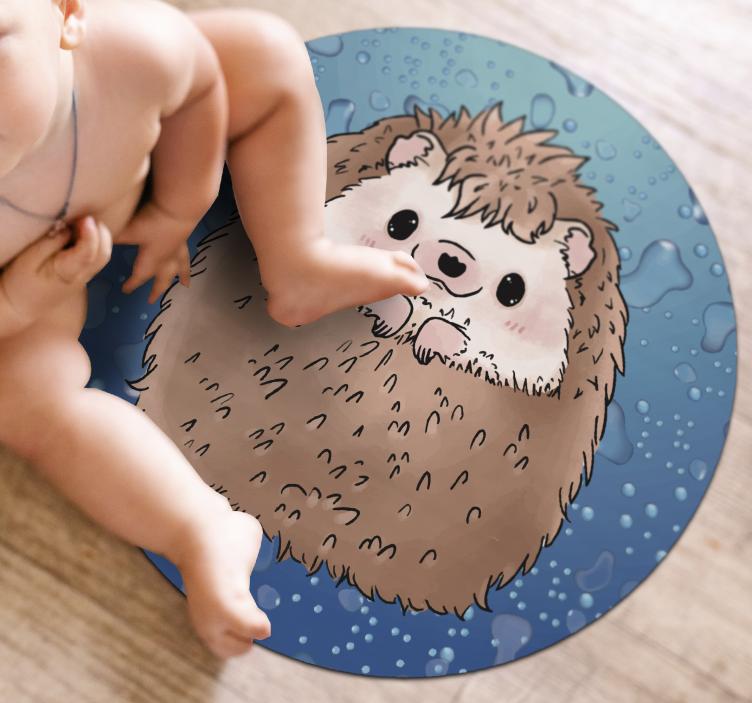 Adorable Hedgehog Illustration kids vinyl rug - TenStickers