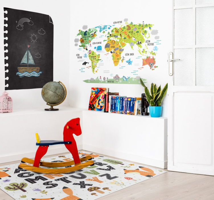 Alphabetical Forest Animals bedroom rug - TenStickers