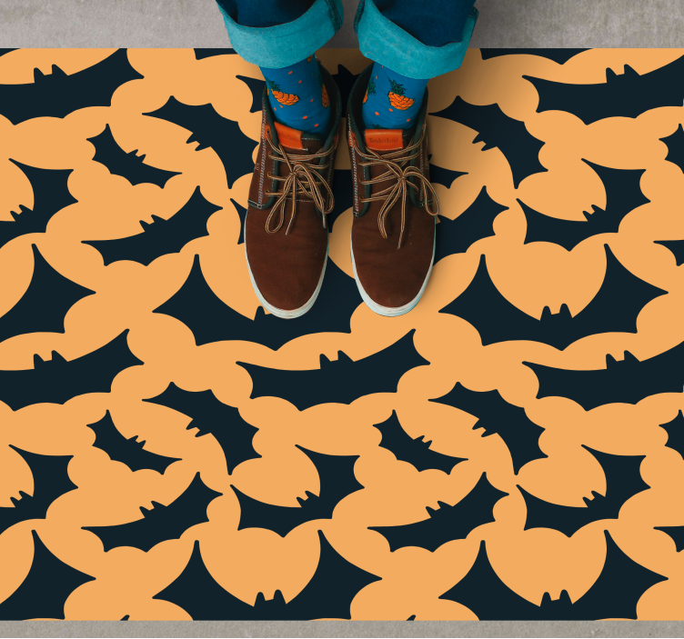 Bat Pattern Print halloween vinyl rug - TenStickers