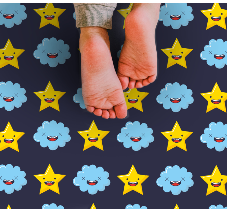 Beaming Celestial Clouds star vinyl rug - TenStickers