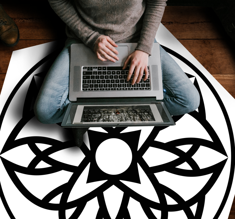 Black and white design mandala vinyl rug - TenStickers