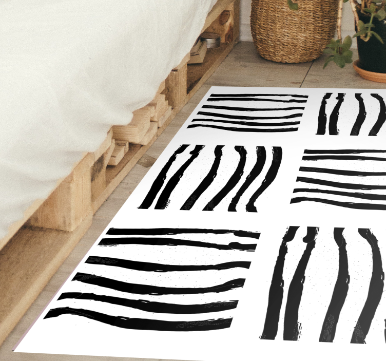 Black and white stripes geometric rugs - TenStickers