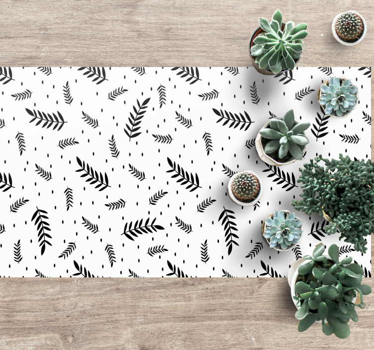 Black Leaves Pattern nature vinyl rug - TenStickers