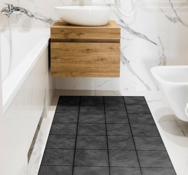 black stones tiled floor modern rug - TenStickers
