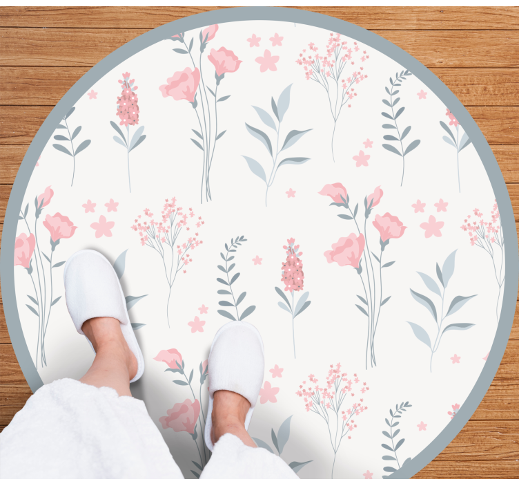 Blossoming elegant pattern floral vinyl rug - TenStickers