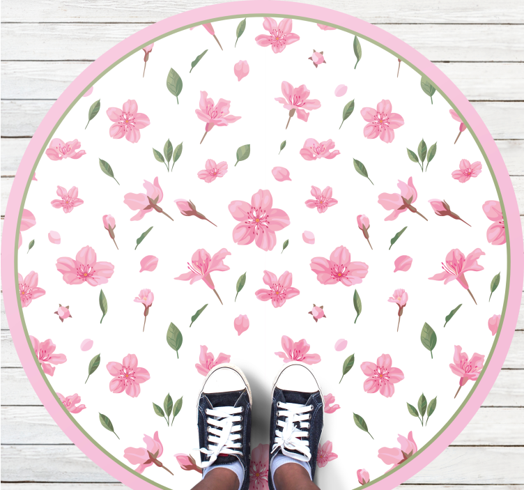 Blooming Pink Blossom floral vinyl rug - TenStickers