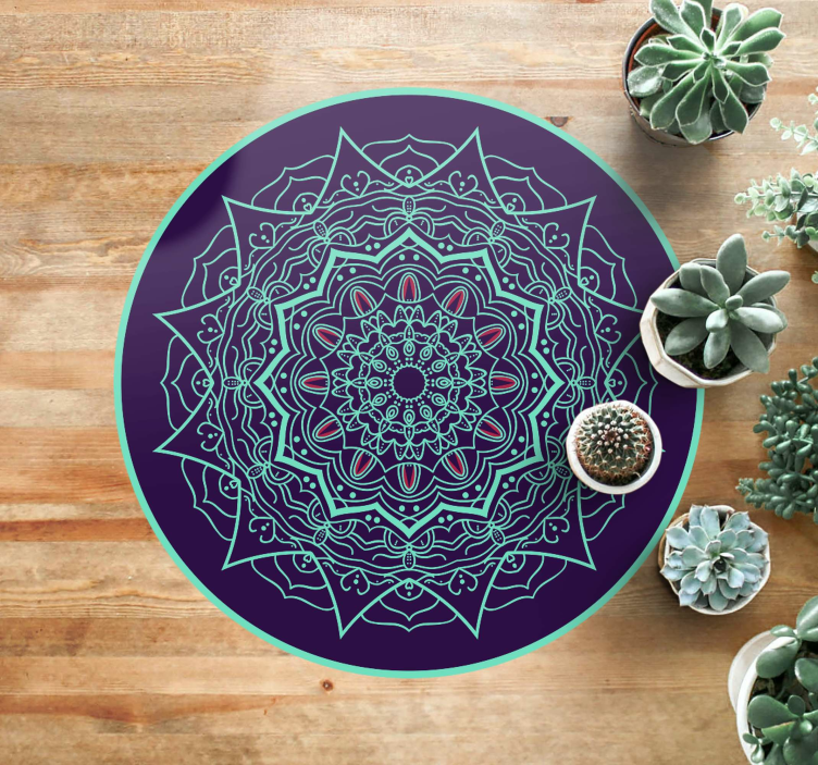 Blue and purple floral mandala  vinyl rug - TenStickers