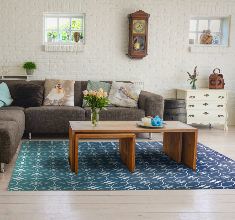 Stunning blue geometric vinyl rug - TenStickers