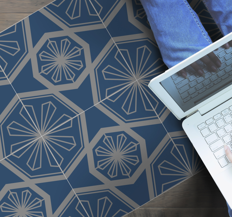Blue gray cement design modern vinyl rug - TenStickers
