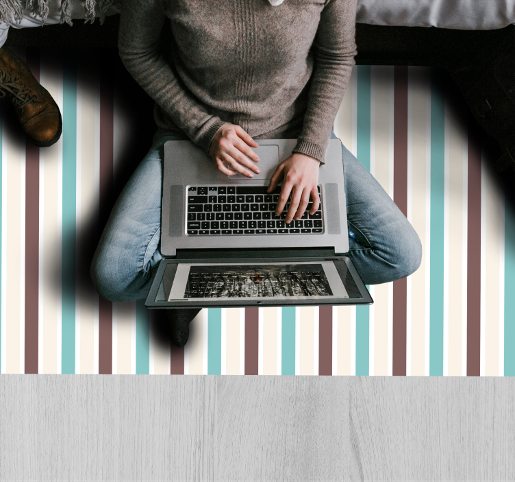 Blue Stripes Spectrum striped vinyl rug - TenStickers