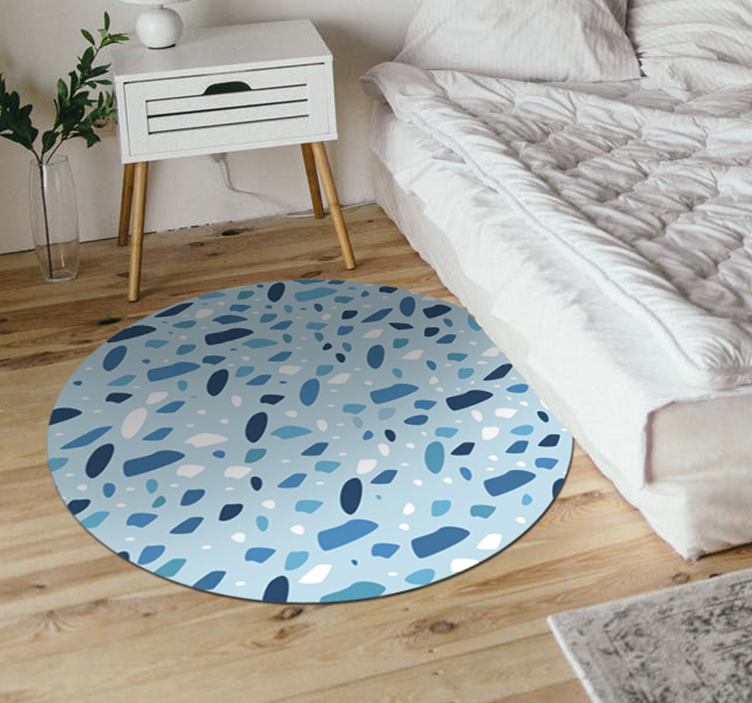 Fantastic blue terrazzo texture stone vinyl rug - TenStickers