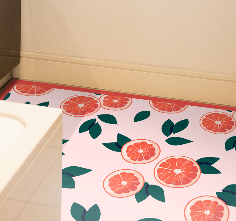 Blush citrus blossom floral vinyl rug - TenStickers