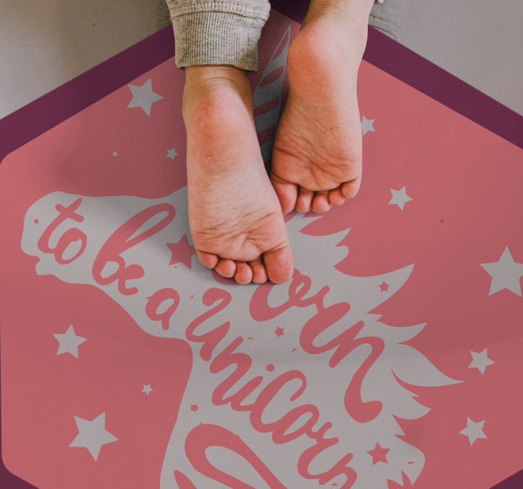 born to be a unicorn vinyl rug - TenStickers