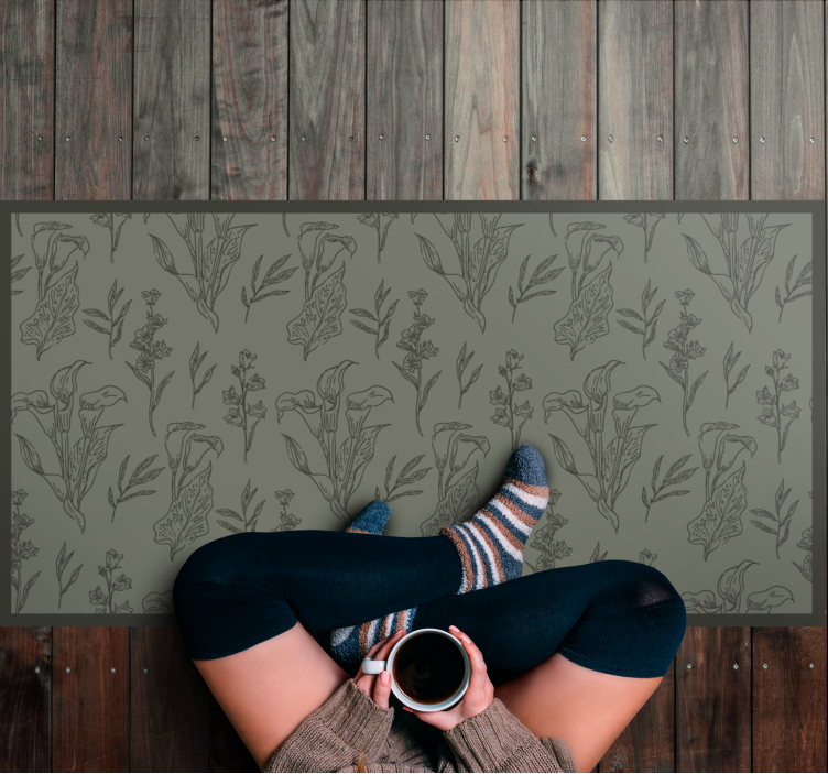 Botanical Illustrations floral vinyl rug - TenStickers