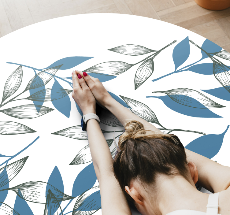 Botanical Leaf Imprint floral vinyl rug - TenStickers