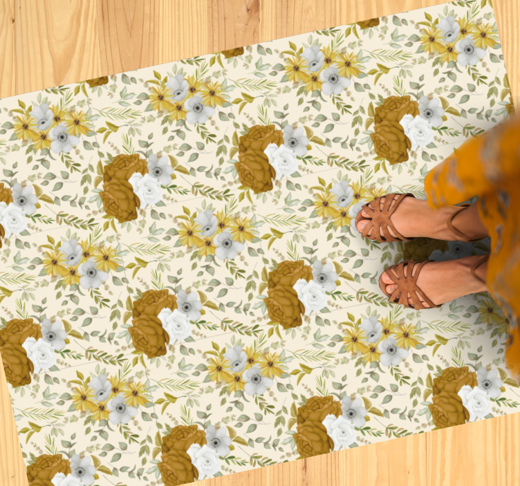 Botanical Leafy Design floral rug - TenStickers
