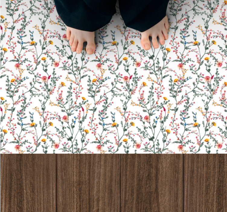 Botanical Oasis floral vinyl rug - TenStickers