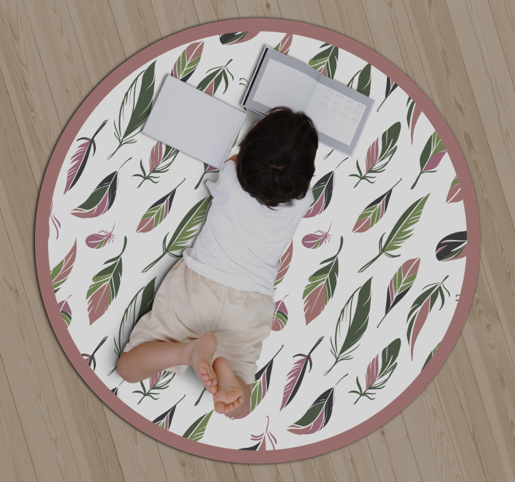 Botanical Patterned Circle floral vinyl rug - TenStickers