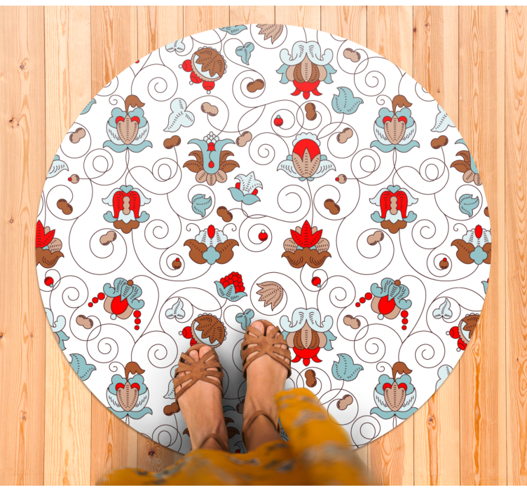 Circular Botanical Spiral Accent floral vinyl rug - TenStickers