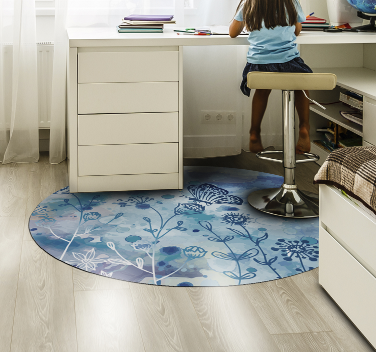 Botanical Watercolor floral vinyl rug - TenStickers