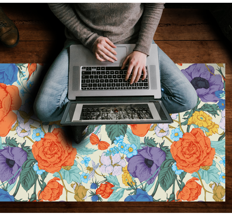 Lively Blossom Arrangement floral vinyl rug - TenStickers