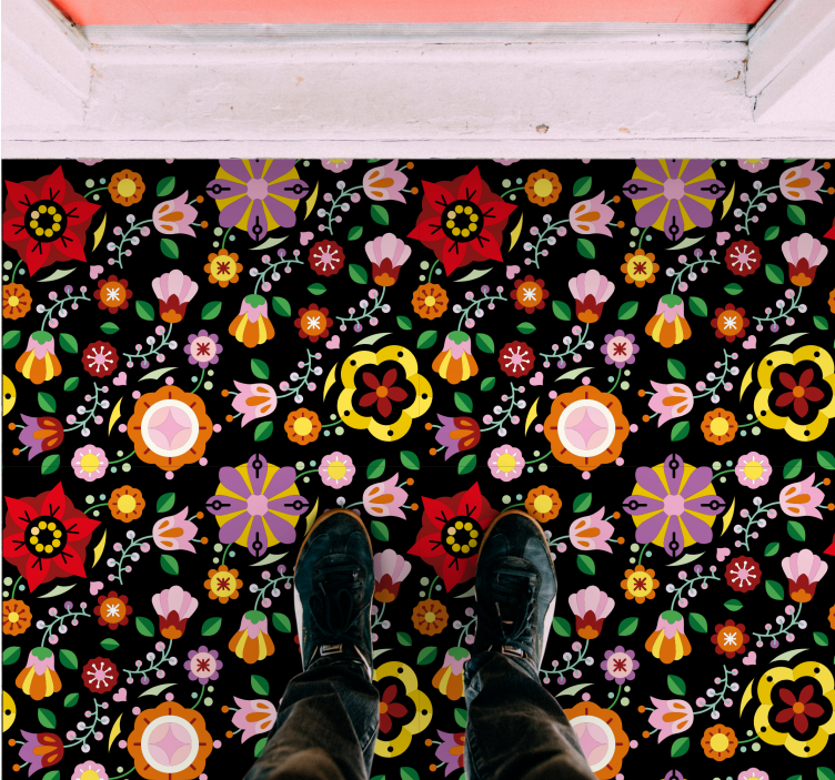 Bright Botanical Illustration floral vinyl rug - TenStickers