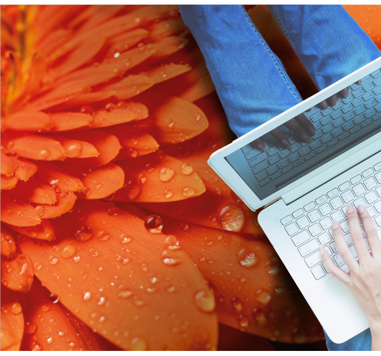 Bright orange petals floral vinyl rug - TenStickers