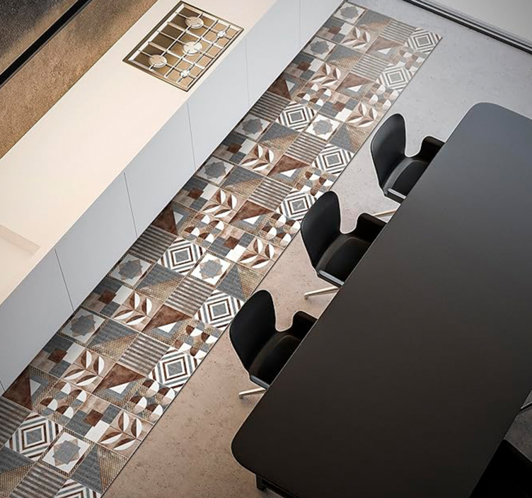 Brown Cementine mosaic vinyl rug - TenStickers