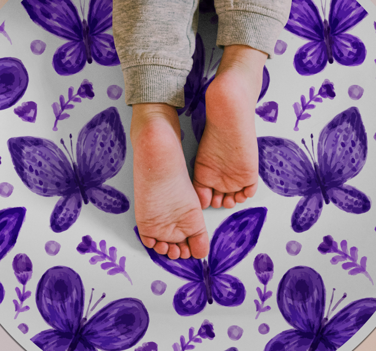 Butterfly Circle Pattern floral vinyl rug - TenStickers
