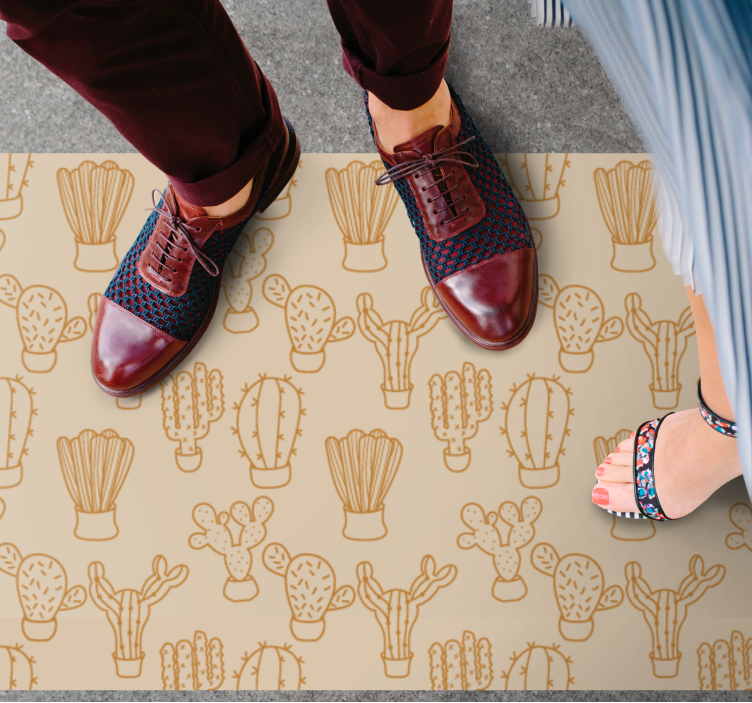 Cactus illustration floral vinyl rug - TenStickers