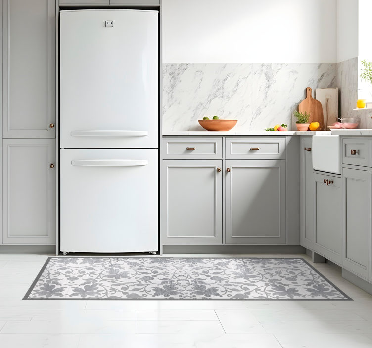 Cement Damask kitchen vinyl rug - TenStickers