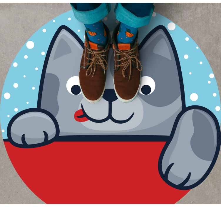 Charming cat illustration animal vinyl rug - TenStickers