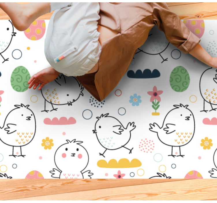 Charming Chickens Pattern kids vinyl rug - TenStickers