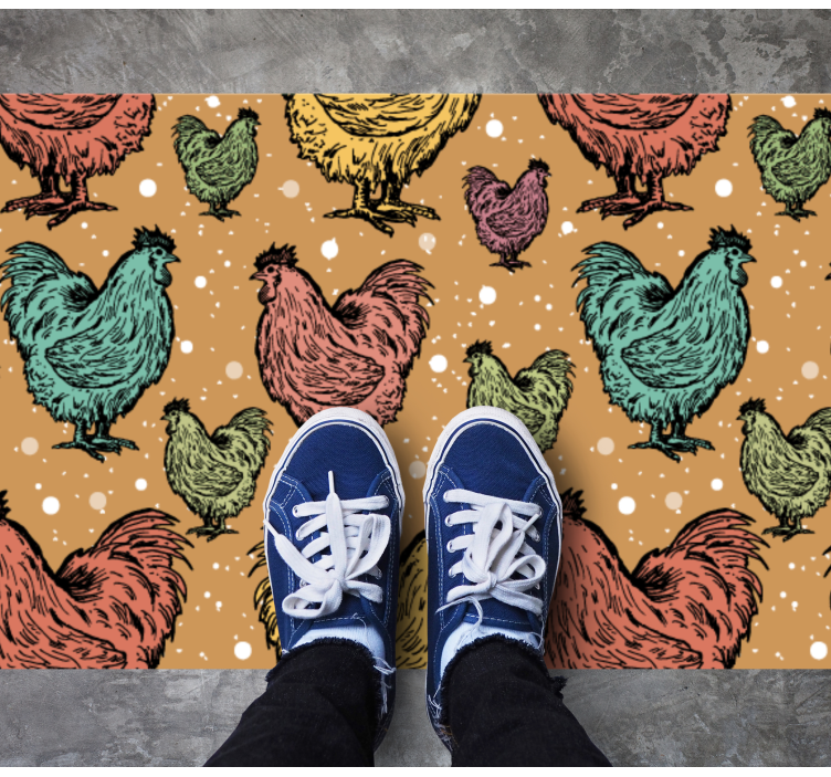 Charming Rooster Patterns animal vinyl rug - TenStickers