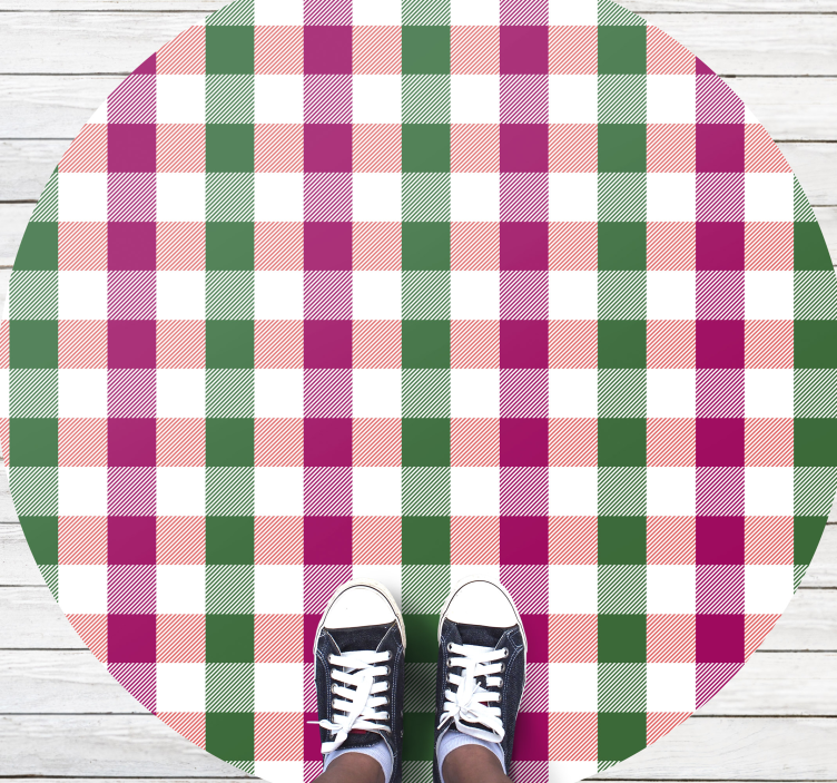 Checkered Circular Pattern striped vinyl rug - TenStickers