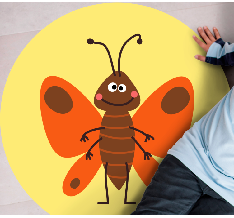Cheerful Butterfly Character kids vinyl rug - TenStickers